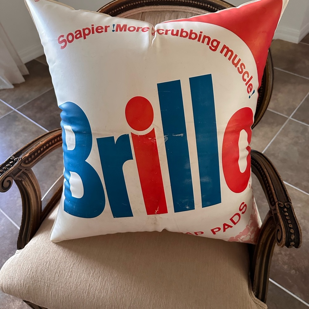 Vintage Brillo Pillow Advertisement Vinyl Soap Blow-Up Inflatable 24"x24"